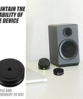 Aluminum Speaker Isolation Pads For Durable Vibration Control And Noise Reduction Slip Resistant Foot Mats next to speaker