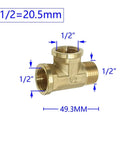 Brass Half Inch Garden Hose Tee Connector 3 Way Water Splitter Adapter T Shape Pipe Fitting Pro Grade For Hoses Faucets And Sprinklers Durable Yard Hydration Gear 10 Pack Yellow Silver Finish, 1/2 in brass tee