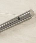 Heavy Duty Stainless Steel Handrail For Stairs And Decks Round Pipe Railing System Wall Mounted Indoor Outdoor 16 Foot Length close-up of the pipe.
