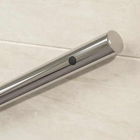 Heavy Duty Stainless Steel Handrail For Stairs And Decks Round Pipe Railing System Wall Mounted Indoor Outdoor 16 Foot Length close-up of the pipe.