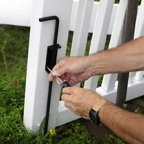 Heavy Duty 24 Inch Gate Drop Rod And Cane Bolt Forged From Beefy Half Inch Solid Steel Packs Complete Mounting Hardware To Keep Wood Vinyl Chain Link Or Yard Gates Dead Stop Or Fully Wide Open With A Rust Proof Shell For No Drama Backyards