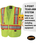 Men's High Visibility Tear Away Safety Vest With Full Mesh Back Class Two Reflective Tape Road Crew favorite in bright yellow.