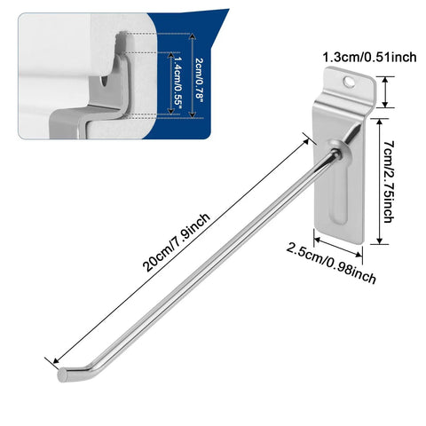 8 Inch Heavy Duty Slatwall Hooks Silver 96 Pack For Retail Displays And Tool Organization With Angled 45 Degree Tip