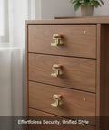 Mechanical Combination Cam Lock In Gold Zinc Alloy For Drawers And Cabinets Keyless Dial Lock For Secure Storage No Batteries Needed Built Tough For Everyday Use 1 Pack installed on wooden dresser