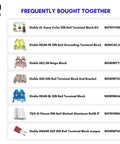 Product list of frequently bought together DIN rail components, including terminal blocks and mounting kits with UL listing.