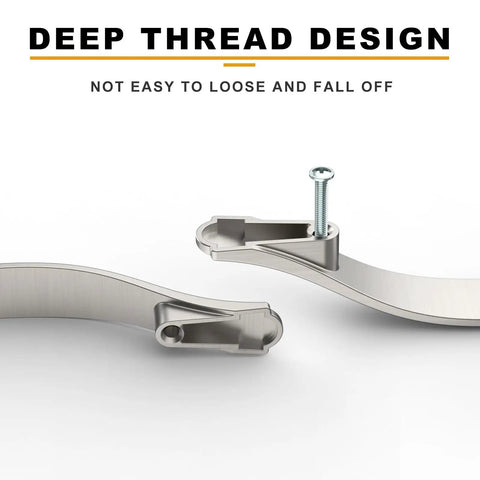 Close-up of Dope Brushed Satin Nickel Kitchen Cabinet Handles deep thread design detail, zinc alloy material with visible screw, 3-inch center holes.