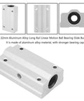Heavy Duty 22mm Aluminum Alloy Linear Motion Ball Bearing Slide Bushing showing top view and side details.