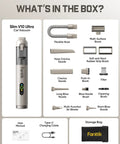 What's in the box of Slim V10 Ultra Cordless Car Vacuum 4 In 1 Portable Mini Cleaner With 19KPa Suction, multiple attachments shown.