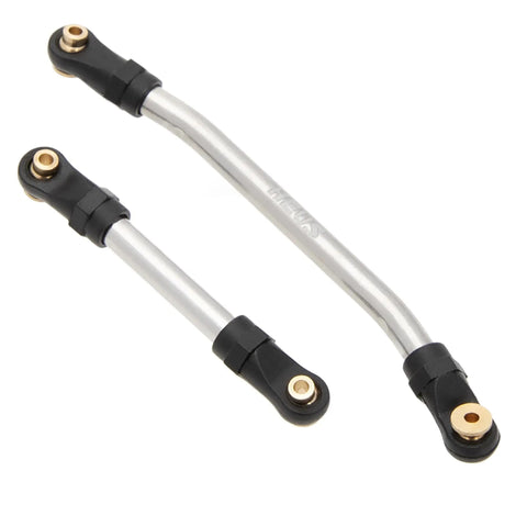 Beefed Up High Clearance SCX24 Chassis And Steering Link Upgrade Set For Axial SCX24 C10 Bronco Wrangler 1 24 RC Crawler Aluminum Brass Pivot Balls And Nylon Rod Ends Three Material Options Including Brass Aluminum Titanium, two curved link rods