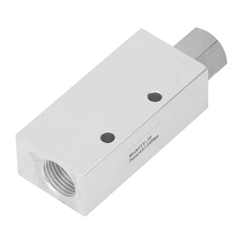 Heavy Duty Pneumatic Vacuum Generator And Air Operated Ejector Pump Featuring Solid Aluminum Frame For Machine Tool Shops Delivers Deep Suction Power Zero Leak Valves And Smooth Operation For No Sweat Setup On Busy Floors, silver aluminum valve with pressure label.