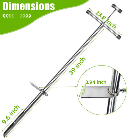 40 Inch Stainless Steel Soil Sample Probe With T Style Handle For Precise Soil Core Sampling in Garden Farm Lawn Golf Course