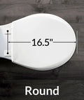 Overhead view of Beadboard Round Toilet Seat With Chrome Hinges In White Enamel Wood Durable One Pack Sta-Tite Fastening
