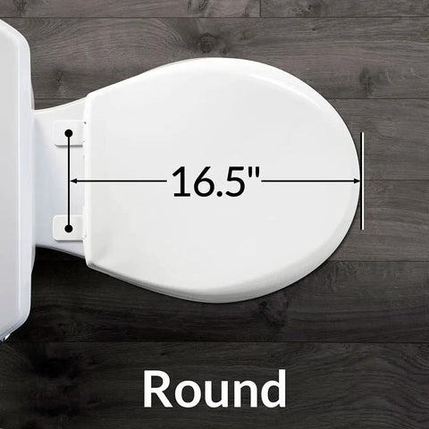 Overhead view of Beadboard Round Toilet Seat With Chrome Hinges In White Enamel Wood Durable One Pack Sta-Tite Fastening