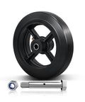 Heavy Duty Casters Featuring Smooth Ride Bearings, Rock Solid Cast Iron Base With Thick Rubber Tires For Dumpsters, Built Tough No Sweat Hauler Champion, 1100 Lb Capacity Bulk Pack Of 100 - Close up of a rubber tire caster with bolt.