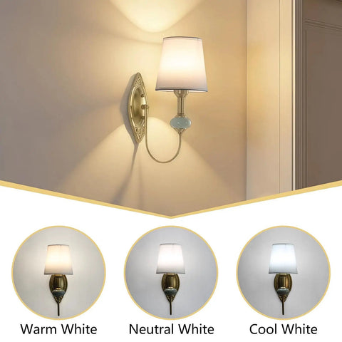 Vintage Wireless Wall Sconce Set Of Two Rechargeable Gold Led Accent Lamps With Fifteen RGB Mood Tones Zero Cord Hassle Super Easy Mount For Living Room Vibe with warm, neutral, and cool white light settings.