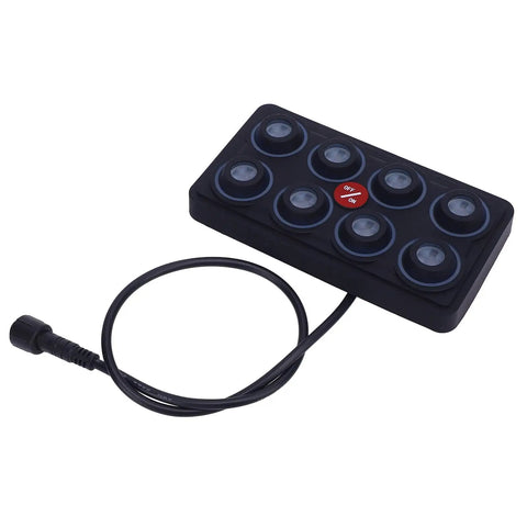 8 Gang LED Switch Panel With Auto Dimmable Touch Control For Car Boat SUV, rectangular design, wiring attached, waterproof 60A Max