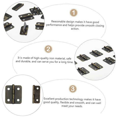Heavy Duty Spring Hinges Kit 500 Pieces For Boxes And Cabinets With Screws Miniature Iron Hinges For Jewelry Boxes And Small Cases Antique Style Hardware Durable And Smooth Operation shown with design features and material benefits