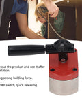 Heavy Duty On Off Magnetic Clamp With Six Hundred Pound Holding Power shown with a black handle and red base, used for welding.
