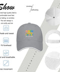 Show Your Work Math Themed Adjustable Light Grey Hat For Women with colorful embroidery and breathable ventilation holes.