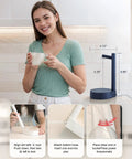 Woman using Desktop Water Dispenser For 5 Gallon Bottles Portable Small Electric Water Pump For Home Office Camping Outdoor White Rechargeable Countertop Easy To Use No Dripping Ideal For Kitchen Dorm RV Office Desk Or Outdoor Trips Fits Various Bottle Sizes