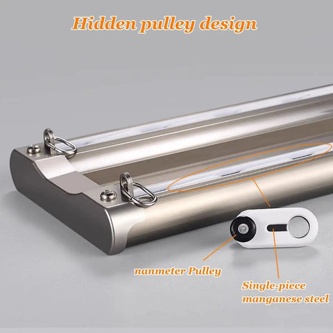 Heavy Duty Ceiling Curtain Track System For Home Office Hotel RV And School Double Rail Conjoined Track White Aluminum Alloy Waterproof And Wear Resistant Supports Thick Drapes And Sheers With Light Leakage Free Design hidden pulley design