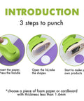 Grab And Go Three Size Circle Hole Punch Set introduction with steps to punch for scrapbooking and card making projects.