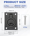 Flush Pull Ring Handle 2-1/2 To 1-3/4 Inch Square Recessed Door Pull Marine Grade 316 Stainless Steel Black Finish with size details