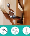 Heavy Duty Gas Struts And Gas Shock Lift Supports Delivering 33 Pound Lift Force With 15 Inch Stroke For Beds Cabinets And Windows, showing hardware setup.