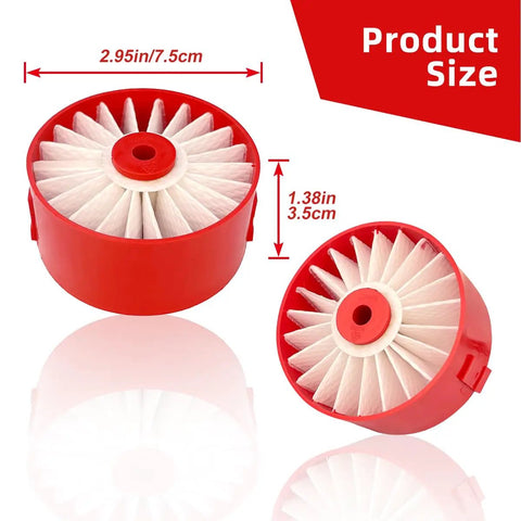 4 Pack N858184 HEPA Filters Replacement For V20 Cordless Stick Vacuum CMCVS001D1 And Black Decker BSV Series, red filter dimensions