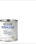 Painter's Touch Latex Paint Gloss White Half Pint 8 Oz can for indoor outdoor projects on various surfaces.