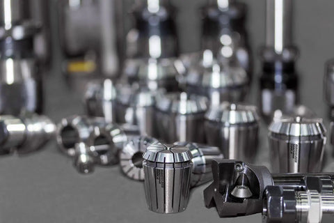 High Precision 13 Piece Spring Collet Set for ER11 Tool Holders 1mm to 7mm Range with 0.0003 Inch TIR Wide Clamping shown close-up