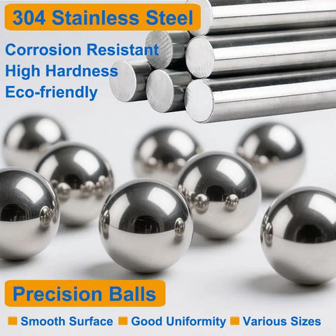 900 Piece Stainless Steel Precision Balls Set With Size Assortment One Quarter Inch Seven Thirty Seconds Inch Three Sixteenths