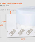 26 Feet Transparent Silicone Door And Window Seal Strip 60mm Wide Self Adhesive Draft Stopper Weather Stripping roll