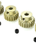 48 Pitch Aluminum Pinion Gear Set 9751 For RC Trucks And RVs Fits 540 And 550 Size Motors 1/8 Inch Output Shaft Includes Four Set Screws