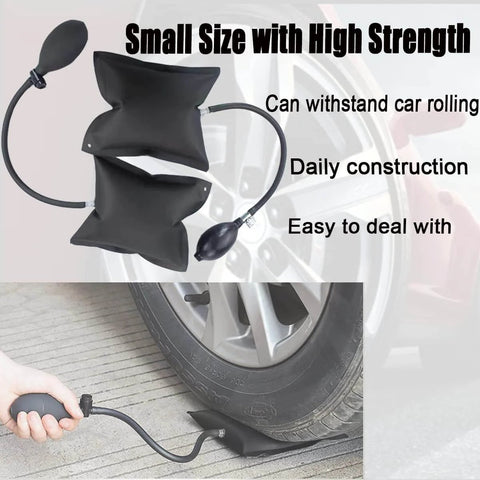 Pro grade air wedge pump for cars and home projects, adjustable auto leveling shim bag, 300lbs capacity, fast inflate.