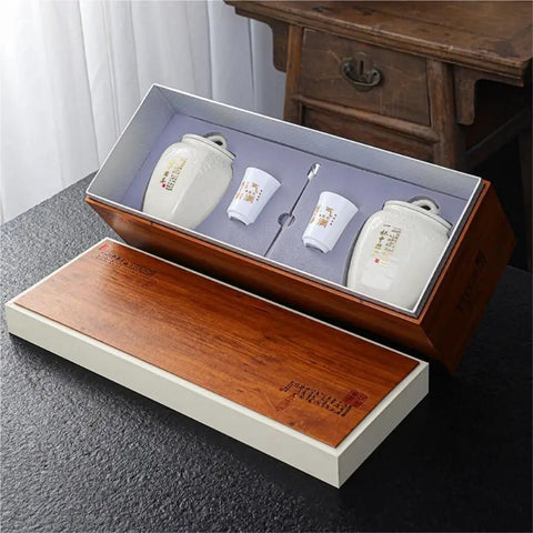 Top Shelf Ceramic Storage Jars With Lids Airtight Double Pantry Set Including Two Matching Teacups For Tea Coffee Spices And Cookies Kitchen Game Changer Keep Everything Fresh in a decorative box.