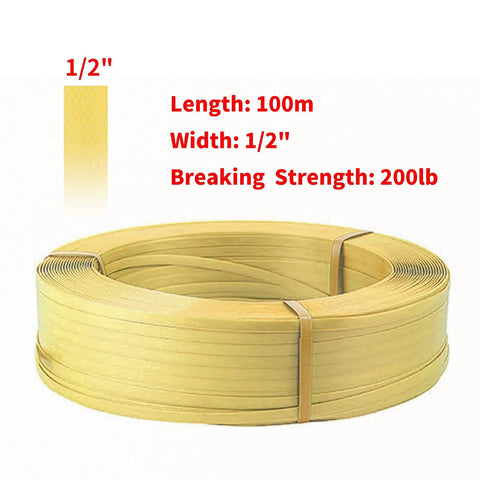 Pallet Strapping Kit With Tensioner And Sealer, 1/2 Inch By 330 Feet Hand Banding Tool, Parcel Packing Machine Kit, Includes 50 Metal Seals, Easy To Use And Lightweight For Moving Heavy Duty Jobs. 1/2 in x 100m PP strapping roll