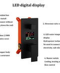 Slick Wall Mounted Rain Shower System With Digital Display And Water Powered Led Screen showing LED digital display features, installed valve and controls.