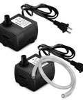 2 Pack Tiny But Mighty Submersible Water Pump 95 GPH 5W For Aquarium Fish Tank Pond Fountain Hydroponics Quiet Low Noise Design
