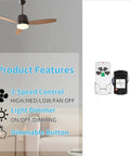 2-Pack Universal Ceiling Fan Remote Kit With Light Dimmer, 3-Speed Smart Control, Plug-And-Play next to ceiling fan