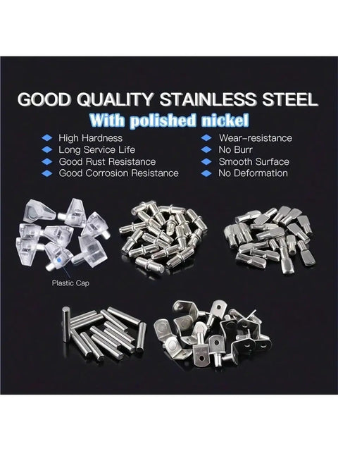 Beefy 180 To 270 Piece Metal Shelf Pegs For Cabinets And Bookshelves, Anti Oxidation Solid Bearing Frame, Rust Resistant Sturdy