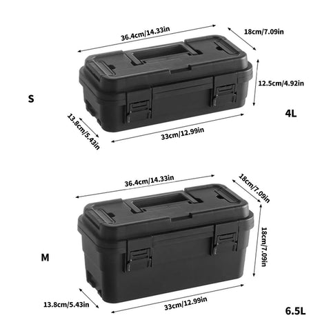 Boss Level Tool Box Organizers In 6.5L And 4L Sizes With Secure Locking Clasps Layered Compartments And Quick Access For Easy Efficient Tool Storage On The Job Site Built For Durability And Day To Day Tough Use with product dimensions