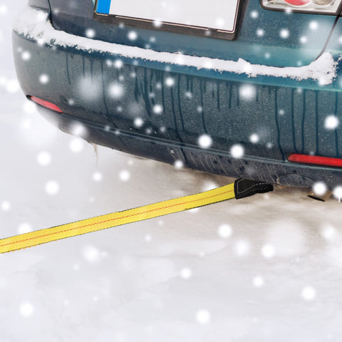 Car in snow using 2 Pack 10 Foot Long Lifting Slings 2 Inch Wide Heavy Duty Nylon Web Slings With Flat Eye Ends For Hoist