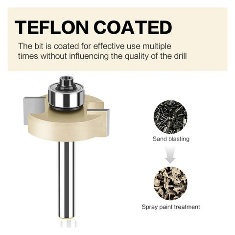 Must Have Heavy Duty Rabbeting Router Bit 1-1/4 In with Teflon coating for precision cutting in woodworking projects.