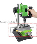 Versatile Vertical Drill Press With Tapping Capabilities Electric Tapper Tool in use, vise not included, green machine detail view