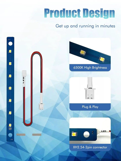 LED Light Kit For Adventurer 5M And 5M Pro 3D Printer Enclosures, light strip board and connector details