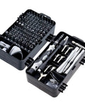 Premium 135-Piece Precision Screwdriver Set With Magnetic Torx Bits. Top-Notch Chrome Vanadium Steel. Perfect For Phone Tablet PC Eyeglass And Household Repair Handy Tools Kit For Tech Whizzes, open case with bits