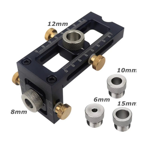 Dead On Positioning Guide With Swappable Stainless Bushings And Knurled Lock Knobs Heavy Duty Alignment Jig showing various bushings.