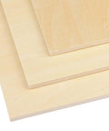Stack of four 12-inch square basswood boards, 1/4 inch thick, light wood plywood sheets