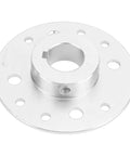 Rock Solid Heavy Duty Rear Sprocket For Go Kart And Drift Trike With One Inch Bore And Quarter Inch Keyway close-up of silver steel sprocket.